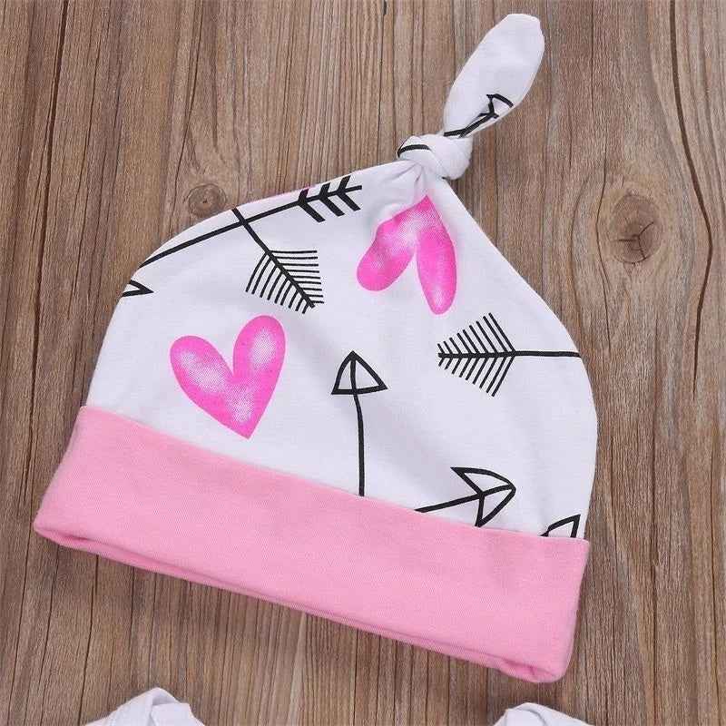 4PCS Newborn Kids Baby Girl Outfits Clothes Romper Bodysuit Pants Outfits Set