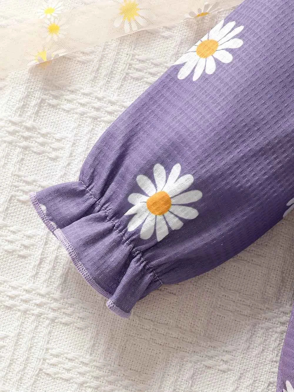Children's Ruffled Round Neck Floral Romper with Headband