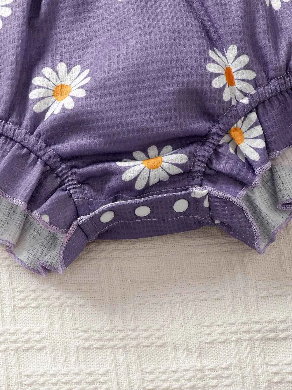 Children's Ruffled Round Neck Floral Romper with Headband