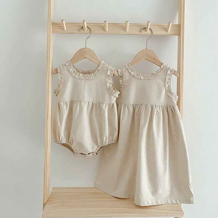 Baby Girl Vest Romper Tree Fungus-like Lacework Mori Style Princess Dress