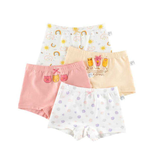 Girls’ Cartoon Printed Boxer Shorts Breathable Underwear Set